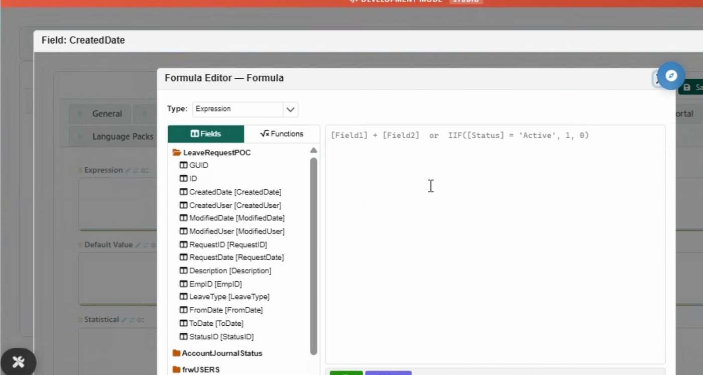 Formula Editor with Test and Validate actions